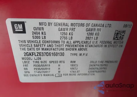 2013 GMC Terrain Denali z USA, uszkodzony, nr VIN 2GKFLZE37D6160130